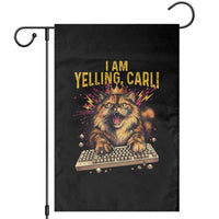 I Am Yelling Carl Graphic Garden Flag Funny Angry Cat Typing Keyboard Comic Retro