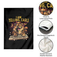 I Am Yelling Carl Graphic Garden Flag Funny Angry Cat Typing Keyboard Comic Retro