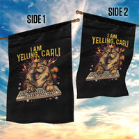 I Am Yelling Carl Graphic Garden Flag Funny Angry Cat Typing Keyboard Comic Retro