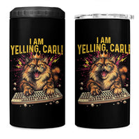 I Am Yelling Carl Graphic 4 in 1 Can Cooler Tumbler Funny Angry Cat Typing Keyboard Comic Retro