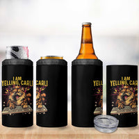 I Am Yelling Carl Graphic 4 in 1 Can Cooler Tumbler Funny Angry Cat Typing Keyboard Comic Retro