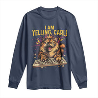 I Am Yelling Carl Graphic Long Sleeve Shirt Funny Angry Cat Typing Keyboard Comic Retro