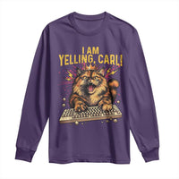 I Am Yelling Carl Graphic Long Sleeve Shirt Funny Angry Cat Typing Keyboard Comic Retro