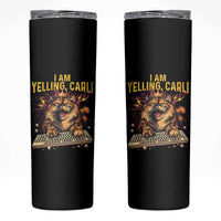 I Am Yelling Carl Graphic Skinny Tumbler Funny Angry Cat Typing Keyboard Comic Retro