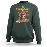 I Am Yelling Carl Graphic Sweatshirt Funny Angry Cat Typing Keyboard Comic Retro