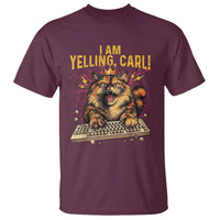 I Am Yelling Carl Graphic T Shirt Funny Angry Cat Typing Keyboard Comic Retro