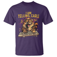 I Am Yelling Carl Graphic T Shirt Funny Angry Cat Typing Keyboard Comic Retro