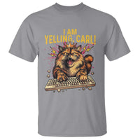 I Am Yelling Carl Graphic T Shirt Funny Angry Cat Typing Keyboard Comic Retro