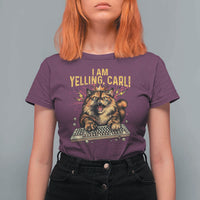 I Am Yelling Carl Graphic T Shirt For Women Funny Angry Cat Typing Keyboard Comic Retro