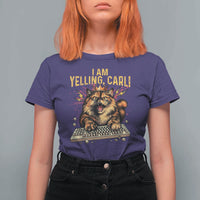 I Am Yelling Carl Graphic T Shirt For Women Funny Angry Cat Typing Keyboard Comic Retro