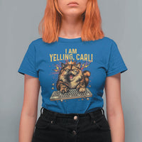 I Am Yelling Carl Graphic T Shirt For Women Funny Angry Cat Typing Keyboard Comic Retro