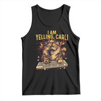 I Am Yelling Carl Graphic Tank Top Funny Angry Cat Typing Keyboard Comic Retro