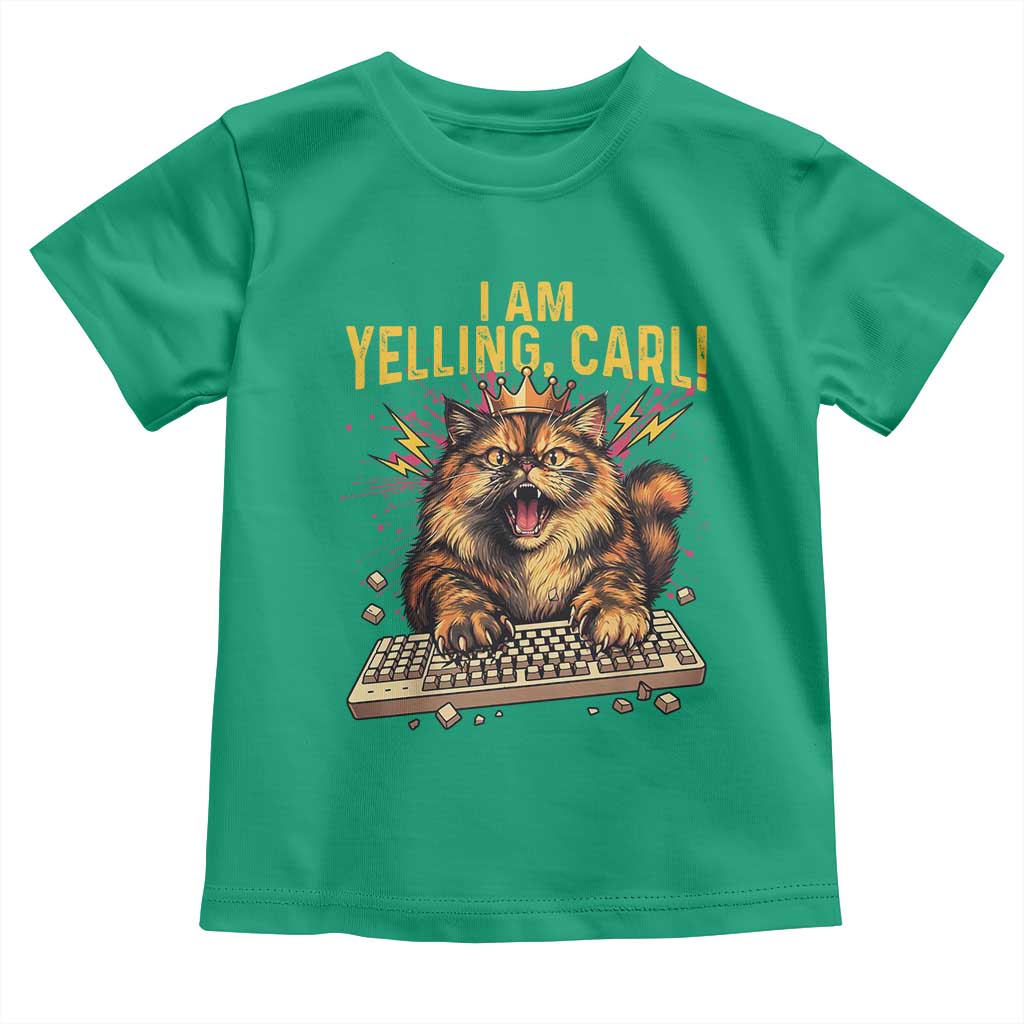I Am Yelling Carl Graphic Toddler T Shirt Funny Angry Cat Typing Keyboard Comic Retro