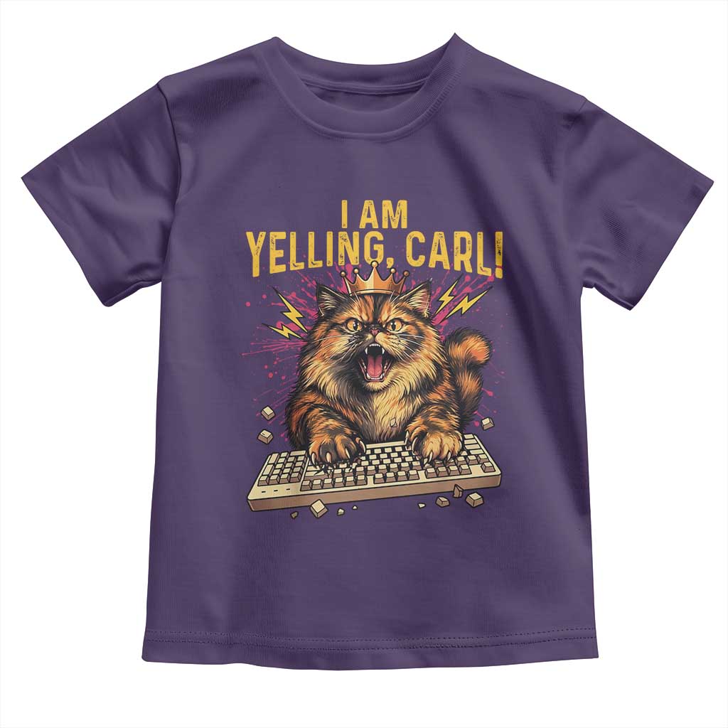 I Am Yelling Carl Graphic Toddler T Shirt Funny Angry Cat Typing Keyboard Comic Retro