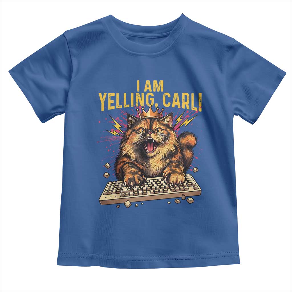 I Am Yelling Carl Graphic Toddler T Shirt Funny Angry Cat Typing Keyboard Comic Retro