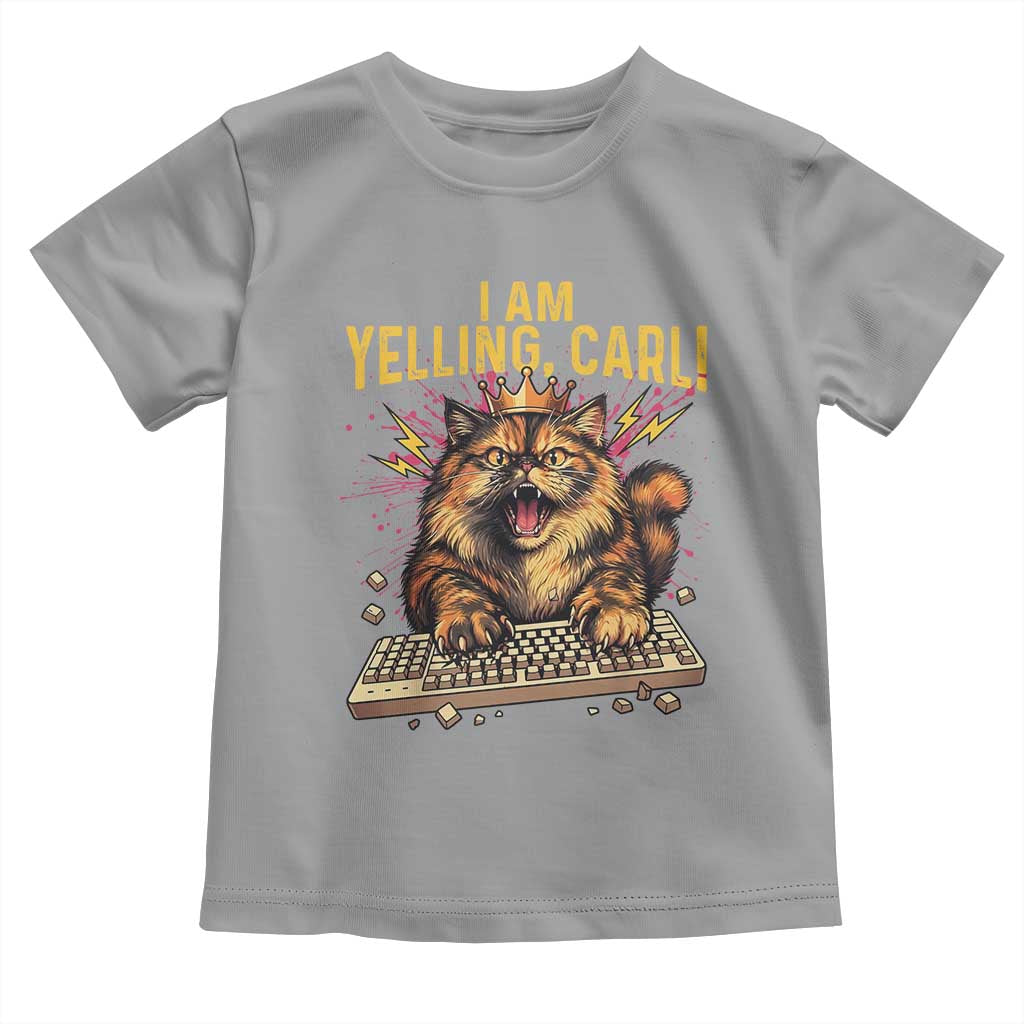 I Am Yelling Carl Graphic Toddler T Shirt Funny Angry Cat Typing Keyboard Comic Retro