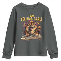 I Am Yelling Carl Graphic Youth Sweatshirt Funny Angry Cat Typing Keyboard Comic Retro