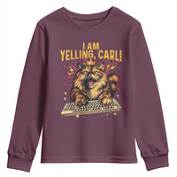 I Am Yelling Carl Graphic Youth Sweatshirt Funny Angry Cat Typing Keyboard Comic Retro