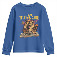 I Am Yelling Carl Graphic Youth Sweatshirt Funny Angry Cat Typing Keyboard Comic Retro