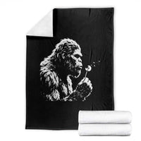 Bigfoot Blowing Dandelion Flower Graphic Throw Blanket Whimsical Sasquatch Profile Artistic Vintage Distressed