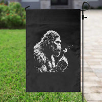 Bigfoot Blowing Dandelion Flower Graphic Garden Flag Whimsical Sasquatch Profile Artistic Vintage Distressed