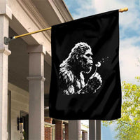 Bigfoot Blowing Dandelion Flower Graphic Garden Flag Whimsical Sasquatch Profile Artistic Vintage Distressed