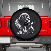 Bigfoot Blowing Dandelion Flower Graphic Spare Tire Cover Whimsical Sasquatch Profile Artistic Vintage Distressed