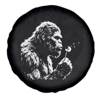 Bigfoot Blowing Dandelion Flower Graphic Spare Tire Cover Whimsical Sasquatch Profile Artistic Vintage Distressed