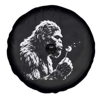 Bigfoot Blowing Dandelion Flower Graphic Spare Tire Cover Whimsical Sasquatch Profile Artistic Vintage Distressed