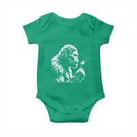 Bigfoot Blowing Dandelion Flower Graphic Baby Onesie Whimsical Sasquatch Profile Artistic Vintage Distressed