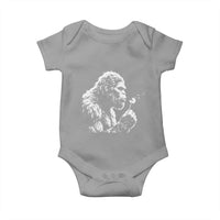 Bigfoot Blowing Dandelion Flower Graphic Baby Onesie Whimsical Sasquatch Profile Artistic Vintage Distressed