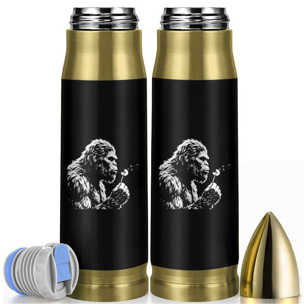 Bigfoot Blowing Dandelion Flower Graphic Bullet Tumbler Whimsical Sasquatch Profile Artistic Vintage Distressed