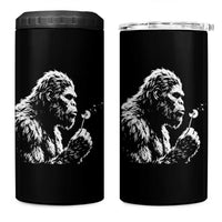 Bigfoot Blowing Dandelion Flower Graphic 4 in 1 Can Cooler Tumbler Whimsical Sasquatch Profile Artistic Vintage Distressed