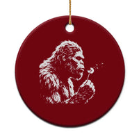 Bigfoot Blowing Dandelion Flower Graphic Ceramic Ornament Whimsical Sasquatch Profile Artistic Vintage Distressed