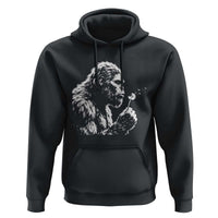 Bigfoot Blowing Dandelion Flower Graphic Hoodie Whimsical Sasquatch Profile Artistic Vintage Distressed
