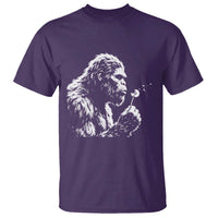 Bigfoot Blowing Dandelion Flower Graphic T Shirt Whimsical Sasquatch Profile Artistic Vintage Distressed