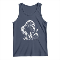 Bigfoot Blowing Dandelion Flower Graphic Tank Top Whimsical Sasquatch Profile Artistic Vintage Distressed