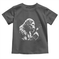 Bigfoot Blowing Dandelion Flower Graphic Toddler T Shirt Whimsical Sasquatch Profile Artistic Vintage Distressed