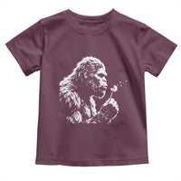 Bigfoot Blowing Dandelion Flower Graphic Toddler T Shirt Whimsical Sasquatch Profile Artistic Vintage Distressed