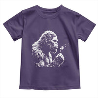 Bigfoot Blowing Dandelion Flower Graphic Toddler T Shirt Whimsical Sasquatch Profile Artistic Vintage Distressed