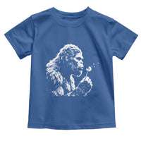Bigfoot Blowing Dandelion Flower Graphic Toddler T Shirt Whimsical Sasquatch Profile Artistic Vintage Distressed