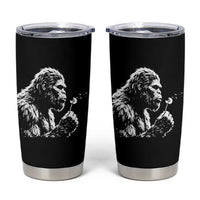 Bigfoot Blowing Dandelion Flower Graphic Tumbler Cup Whimsical Sasquatch Profile Artistic Vintage Distressed