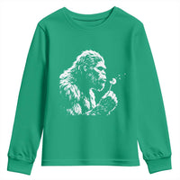 Bigfoot Blowing Dandelion Flower Graphic Youth Sweatshirt Whimsical Sasquatch Profile Artistic Vintage Distressed