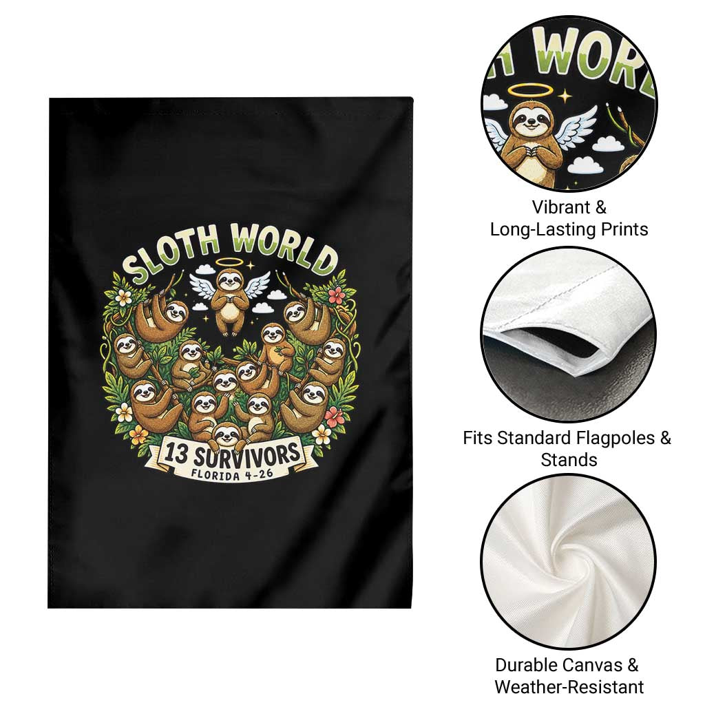 Sloth World 13 Survivors Animal Rescue Garden Flag Memorial Tribute and Florida Wildlife Protection