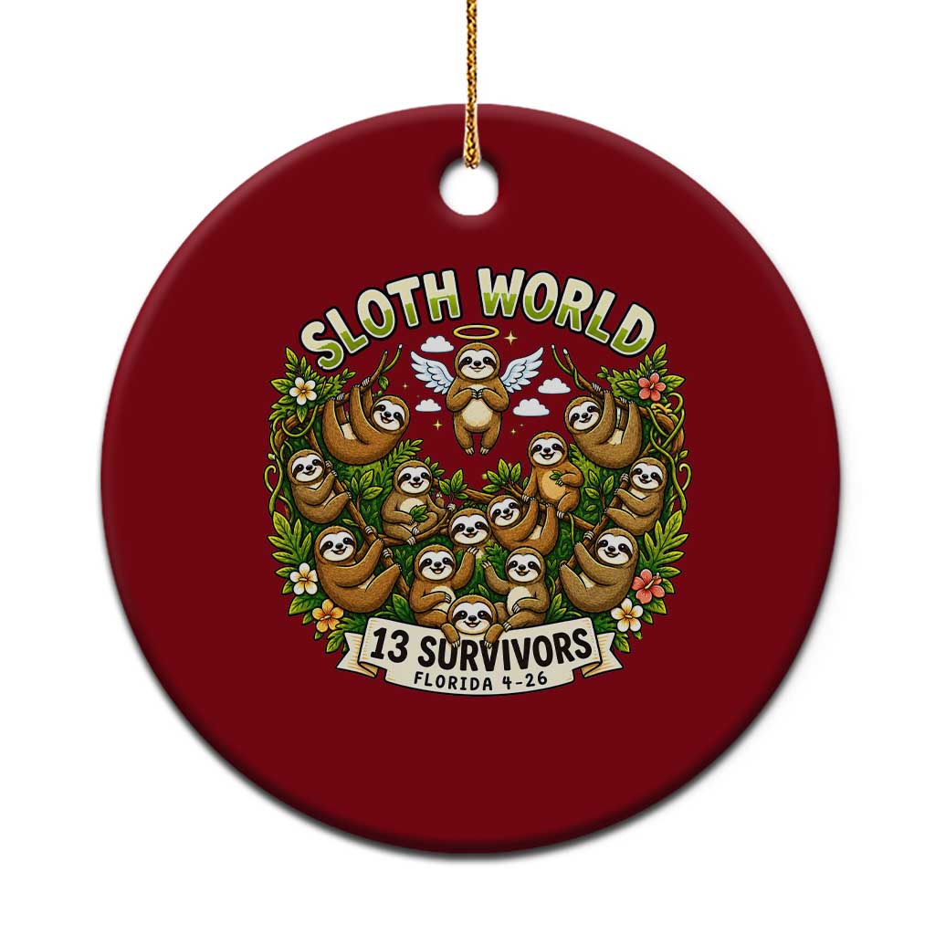 Sloth World 13 Survivors Animal Rescue Ceramic Ornament Memorial Tribute and Florida Wildlife Protection