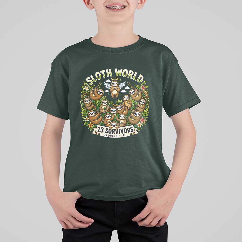 Sloth World 13 Survivors Animal Rescue T Shirt For Kid Memorial Tribute and Florida Wildlife Protection