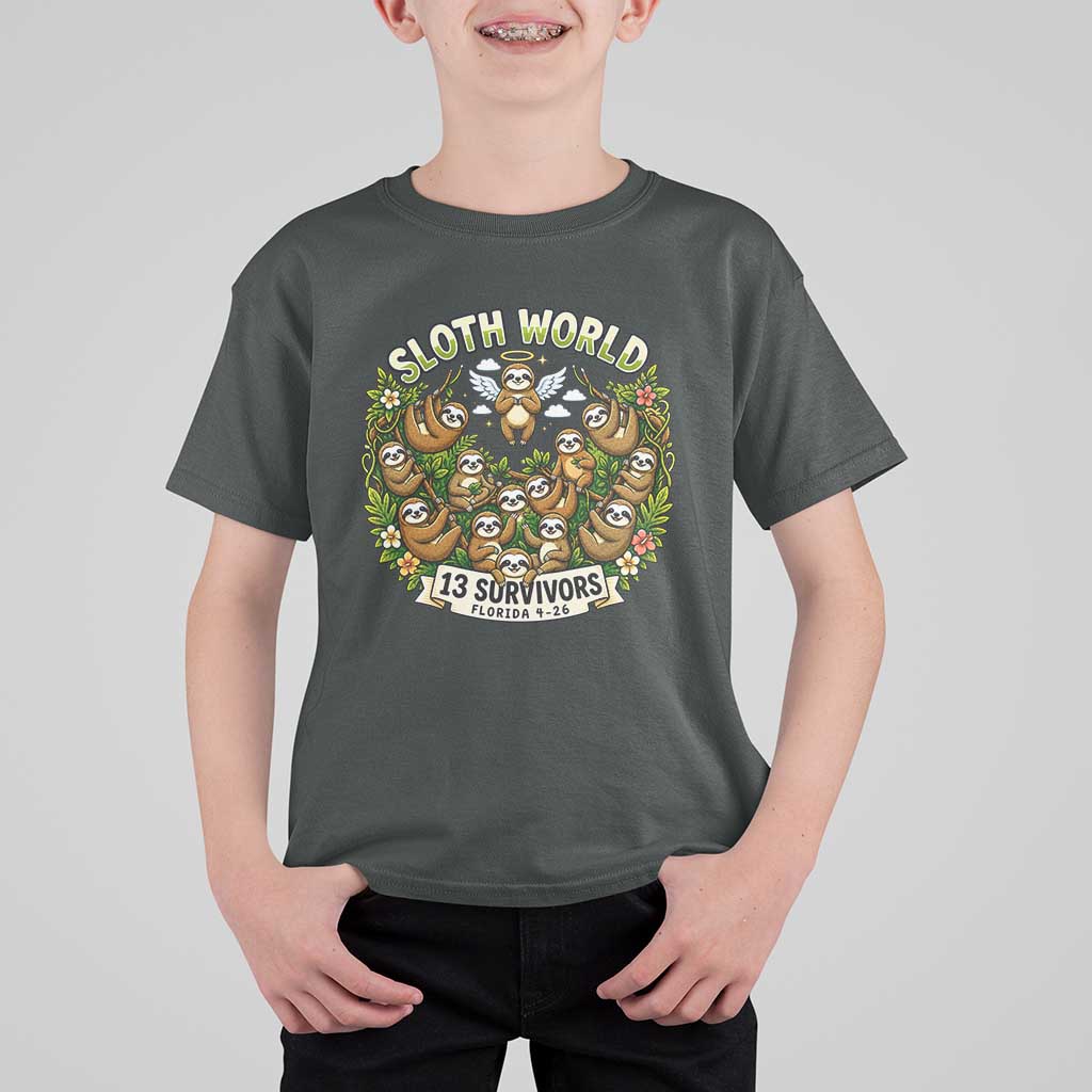 Sloth World 13 Survivors Animal Rescue T Shirt For Kid Memorial Tribute and Florida Wildlife Protection
