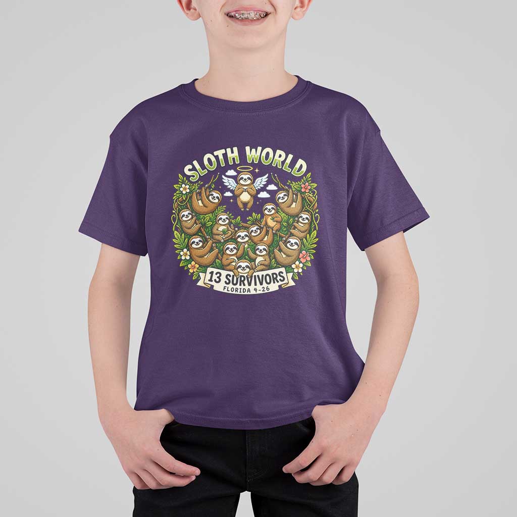 Sloth World 13 Survivors Animal Rescue T Shirt For Kid Memorial Tribute and Florida Wildlife Protection