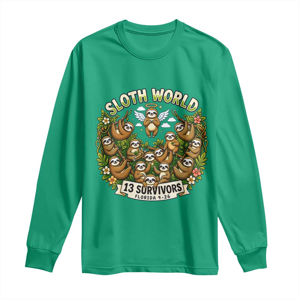 Sloth World 13 Survivors Animal Rescue Long Sleeve Shirt Memorial Tribute and Florida Wildlife Protection