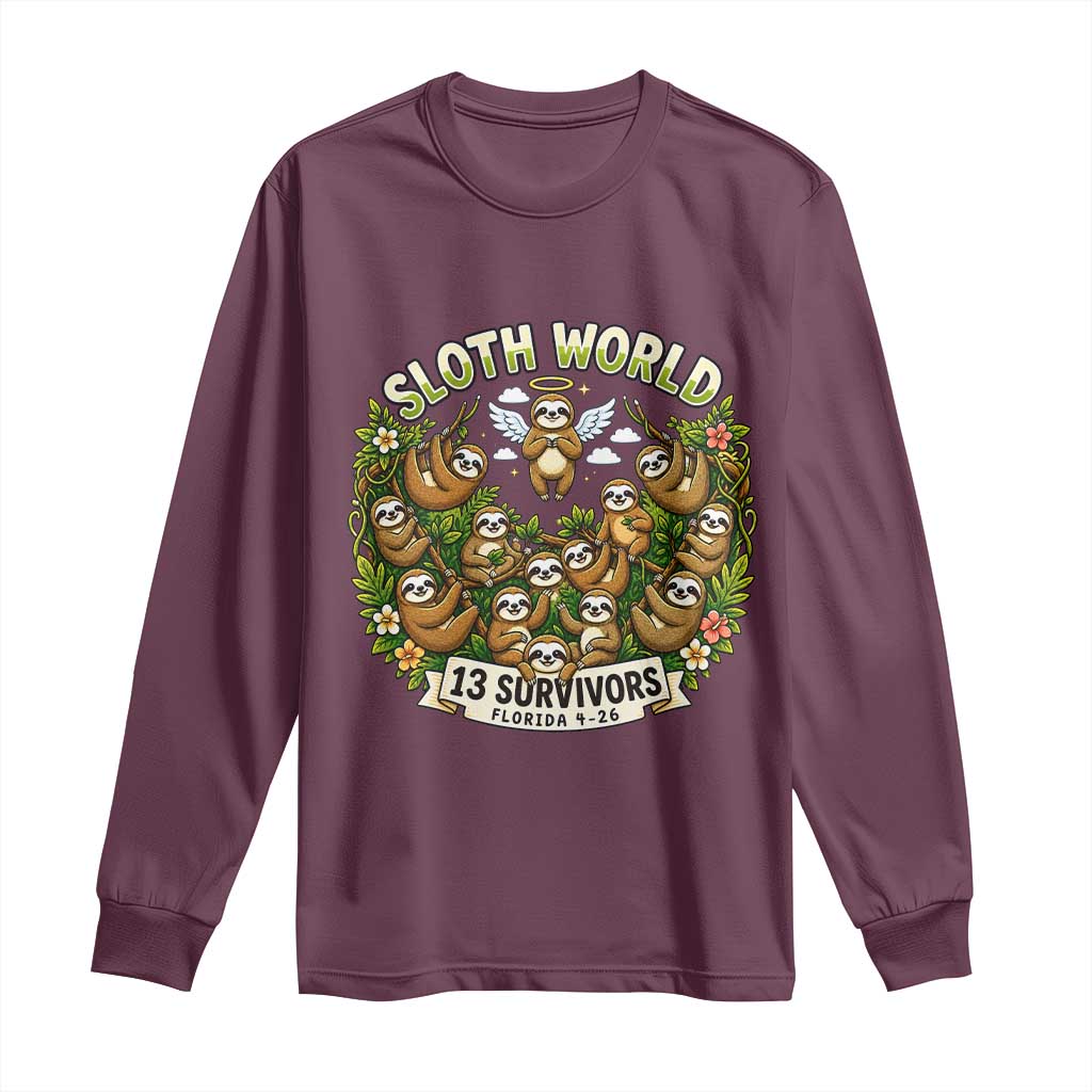 Sloth World 13 Survivors Animal Rescue Long Sleeve Shirt Memorial Tribute and Florida Wildlife Protection